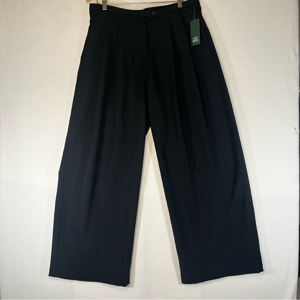 NWT Wild Fable Women's Pants Wide-Leg Classic Black Office Casual Career Size L